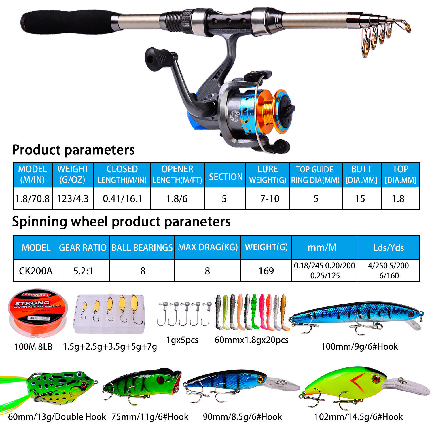 釣り竿とリールのコンボセット カーボンファイバー製伸縮式ポー - Fishing Rod Telescopic のレビューと価格